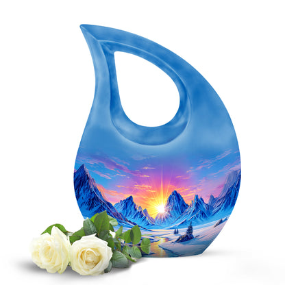 Distinguished Blue Beach Cremation Urn for Ashes - 10-inch, 200 cu in - Yatskia