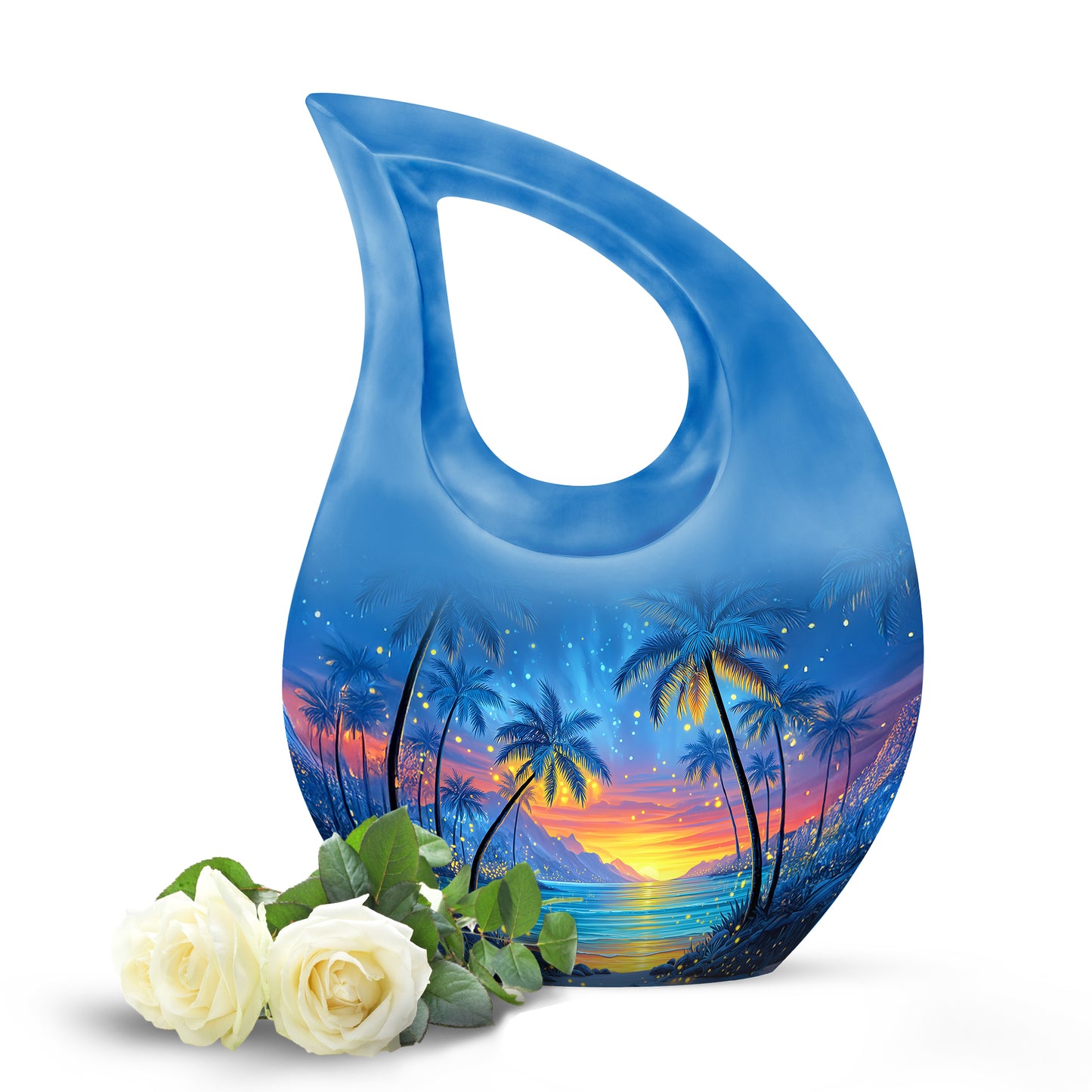 Blue Beach Haven Cremation Urns for Human Ashes - 10-inch, 200 cu in - Yatskia