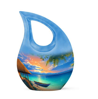 Blessed Beach Cremation Urns for Human Ashes - Blue 10-inch - Yatskia