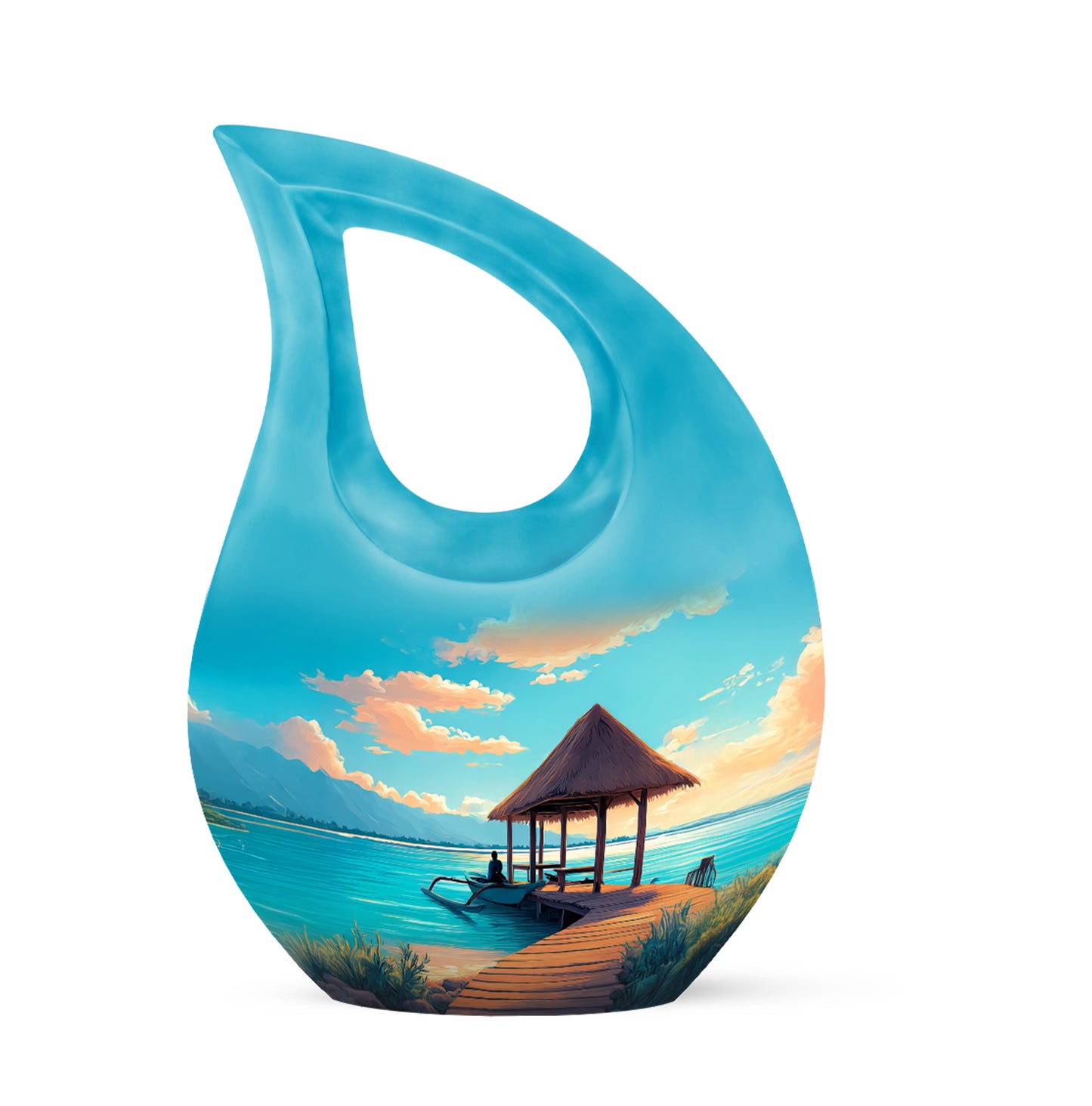 Harmonious Beach Cremation Urns for Human Ashes - Teal 10-inch - Yatskia