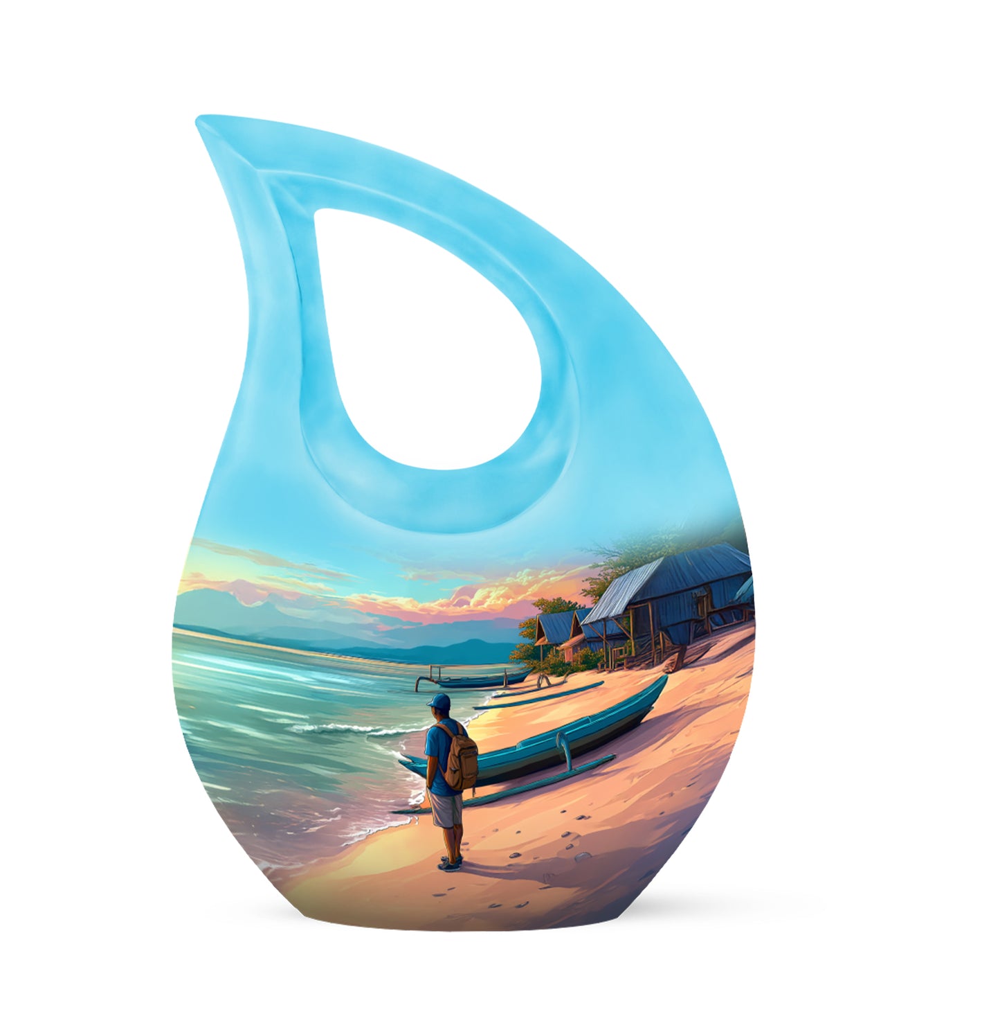 Blessed Beach Cremation Urns for Human Ashes - Teal 10-inch - Yatskia