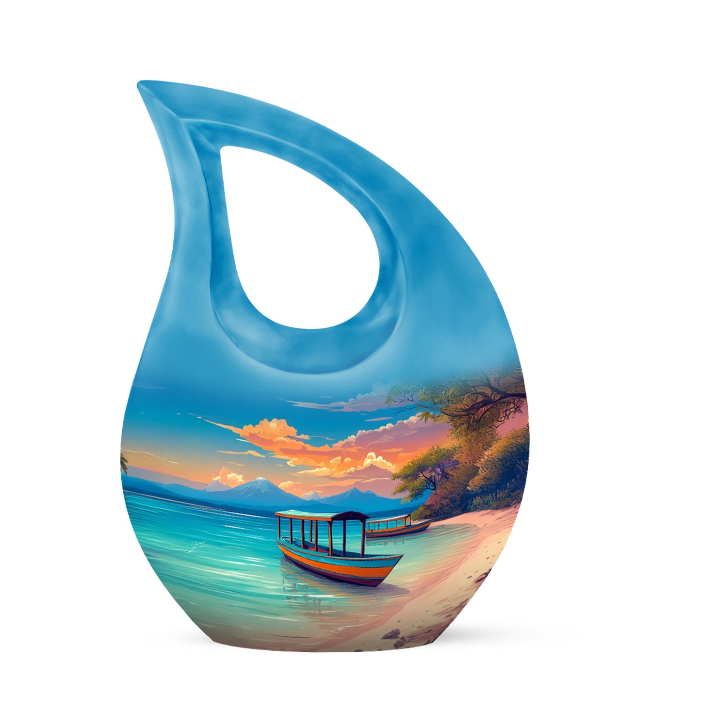 Blue Beach Blessing Cremation Urns for Human Ashes - 10-inch, 200 cu in - Yatskia