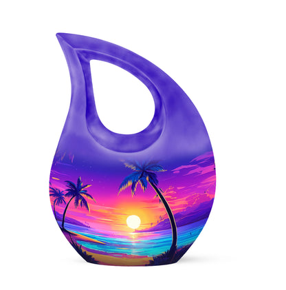 Divine Blue Beach Cremation Urn for Ashes - 10-inch, 200 cu in - Yatskia