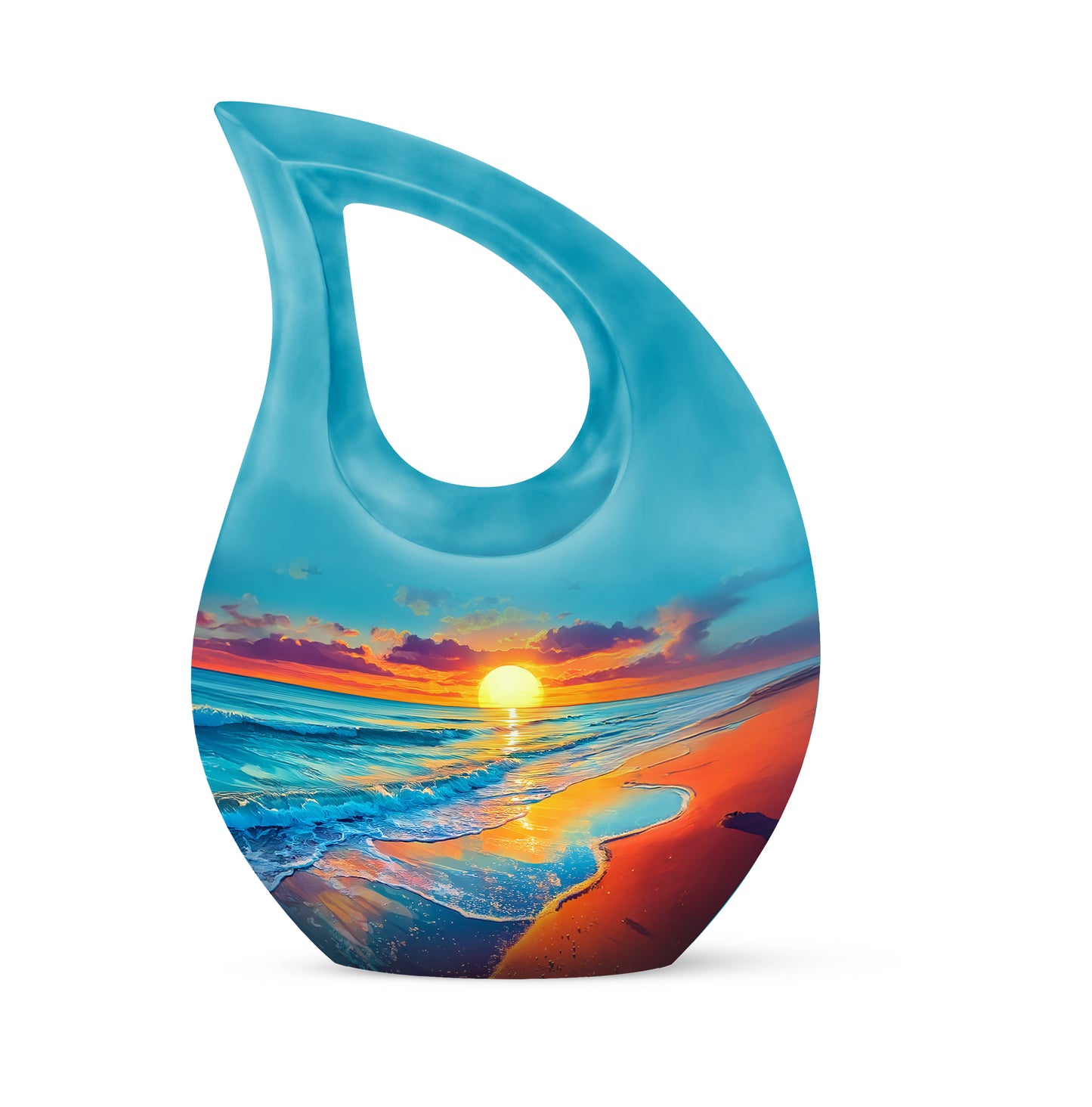 Personalized Beach Cremation Urns - Soothing Teal 10-inch, 200 cu in - Yatskia