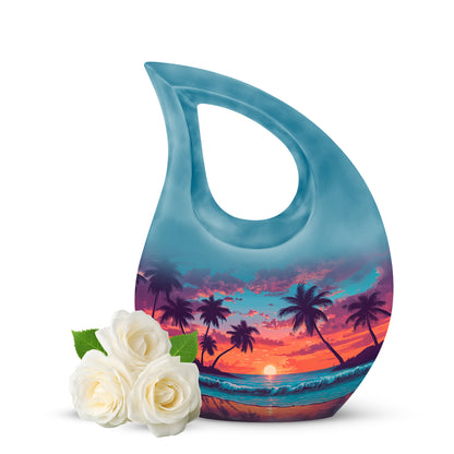 Blue Beach Cremation Urns - Honored Haven 10-inch, 200 cu in - Yatskia