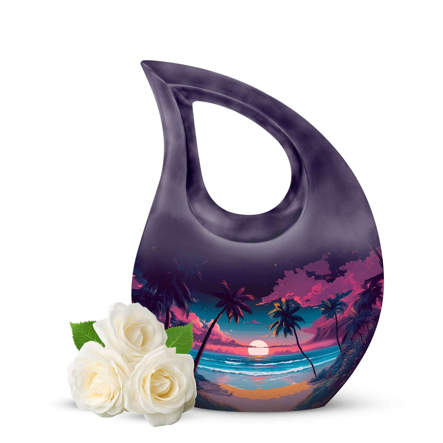 Purple Sacred Beach Cremation Urns for Human Ashes - 10-inch, 200 cu in - Yatskia