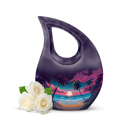 Purple Sacred Beach Cremation Urns for Human Ashes - 10-inch, 200 cu in - Yatskia