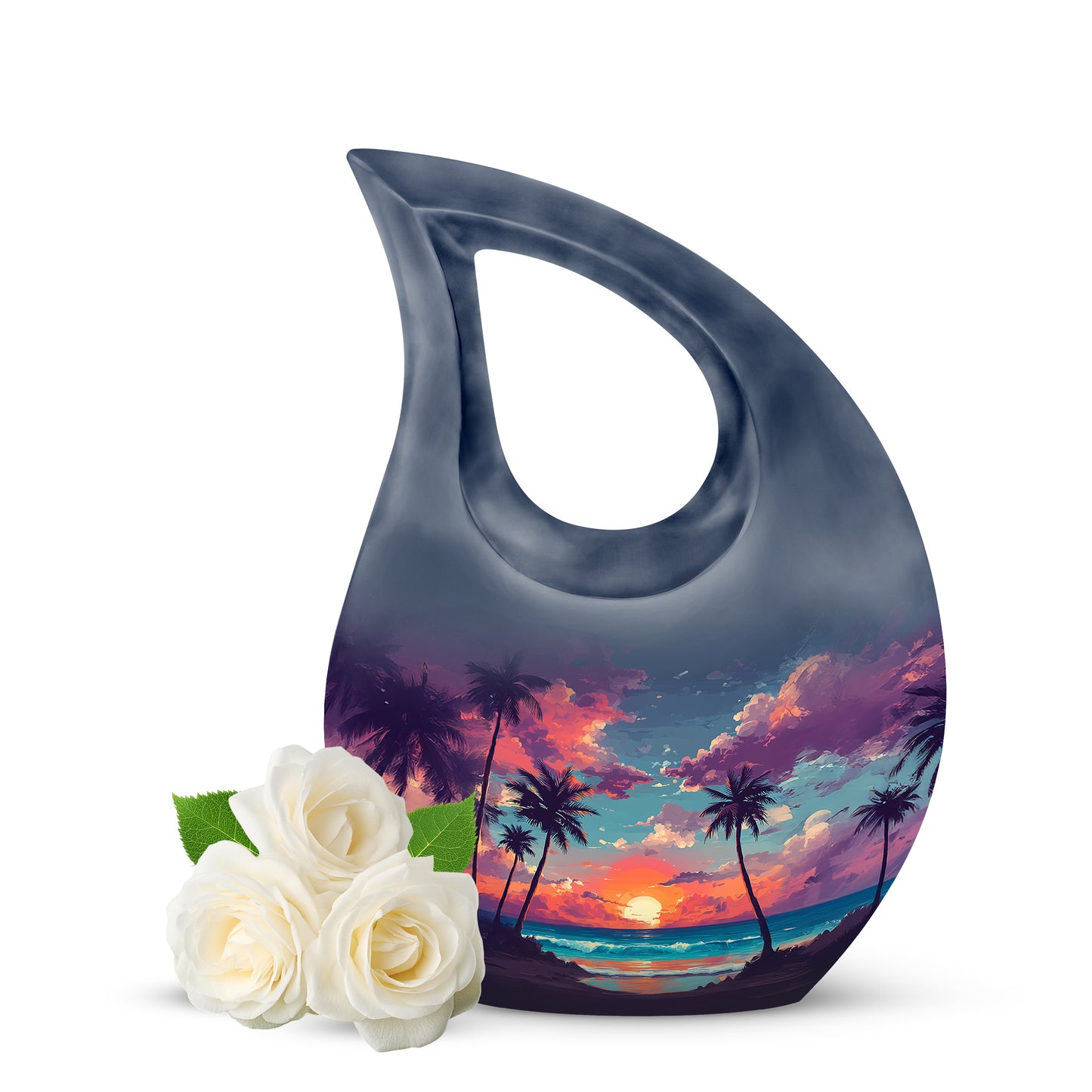 Blue Beach Tribute Cremation Urns for Human Ashes - 10-inch, 200 cu in - Yatskia