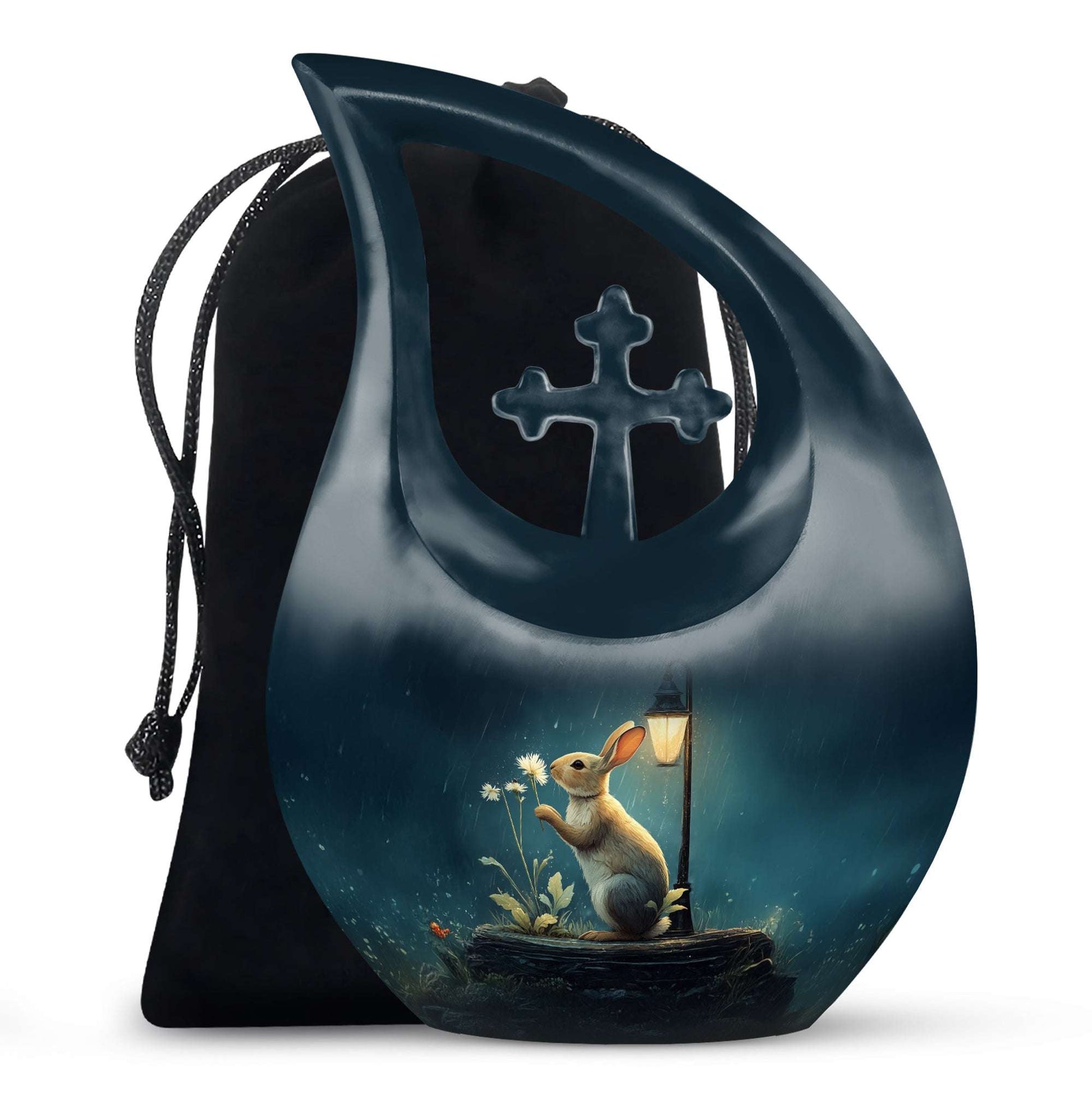 Bunny Cremation Urn for Adult Human Ashes - White Rabbit Burial Urns For Ground