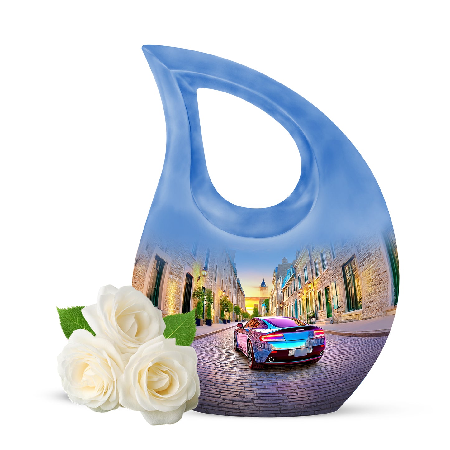 Personalized Elegant Car Cremation Urns - Blue 10-inch, 200 cu in - Yatskia