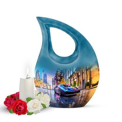 Blue Beloved Car Cremation Urns for Human Ashes - 10-inch, 200 cu in - Yatskia