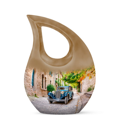 Stunning Gold Car Farewell Urn for Human Ashes - 10-inch, 200 cu in - Yatskia