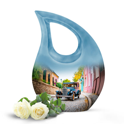 White Comforting Car Memorial Urn for Ashes - 10-inch, 200 cu in - Yatskia