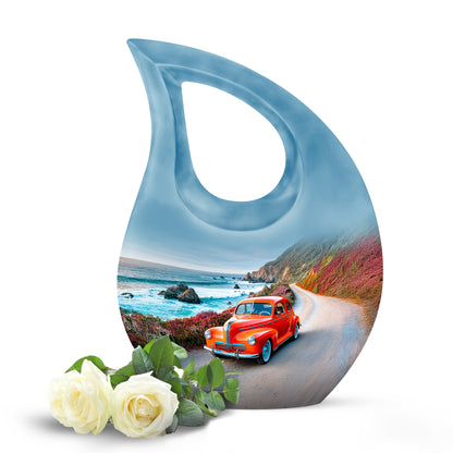 Personalized Blue Car Cremation Urns for Ashes - Majestic 10-inch - Yatskia