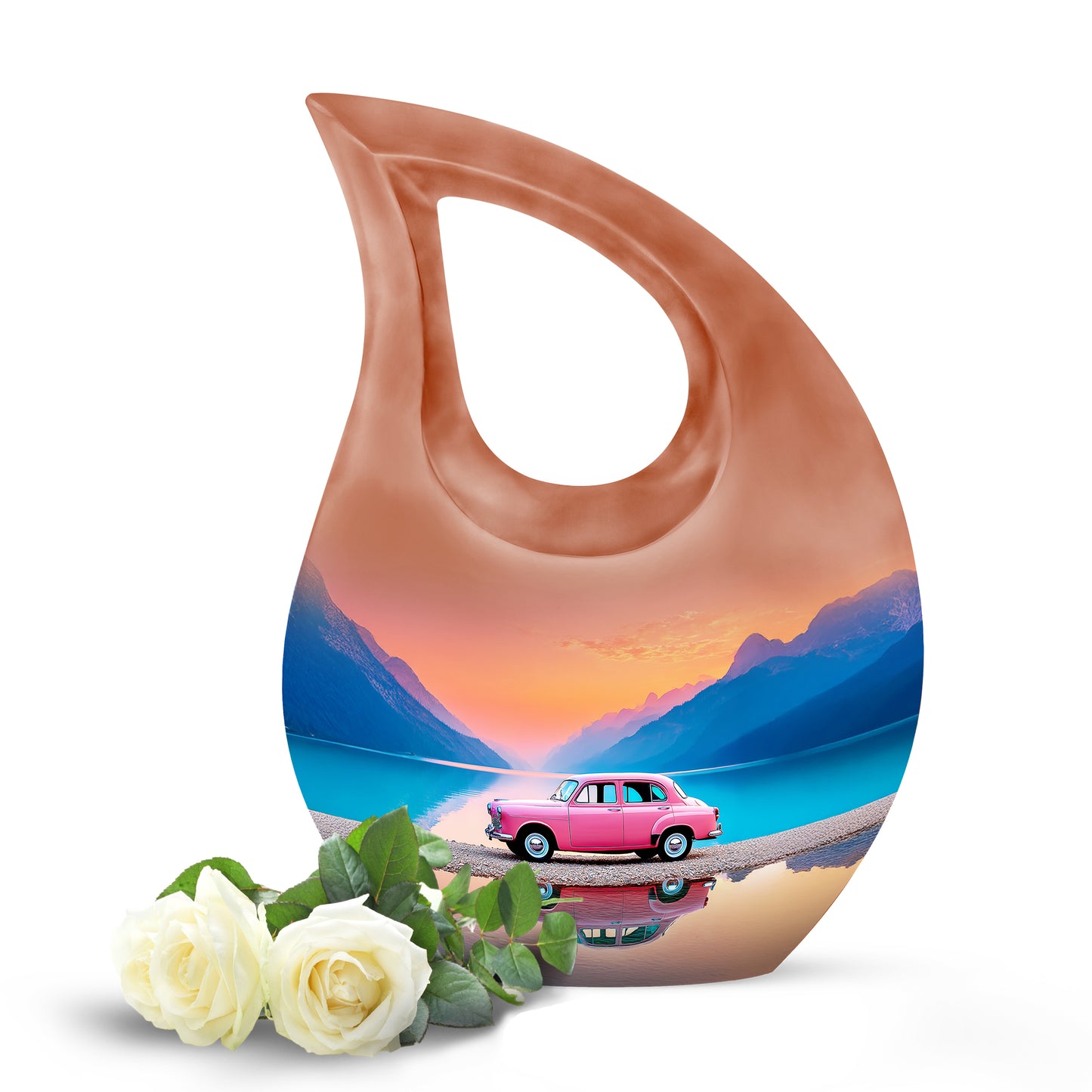 Personalized Red Sovereign Car Cremation Urns for Human Ashes - 10-inch, 200 cu in - Yatskia