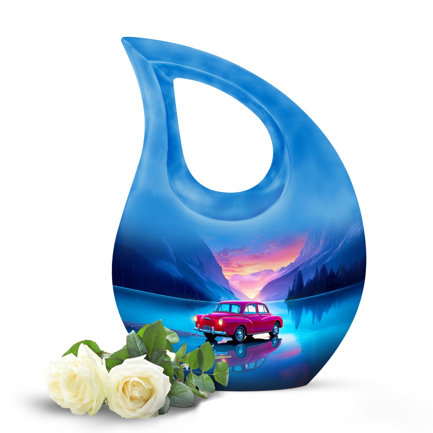 Timeless Blue Car Cremation Urn for Ashes - Yatskia