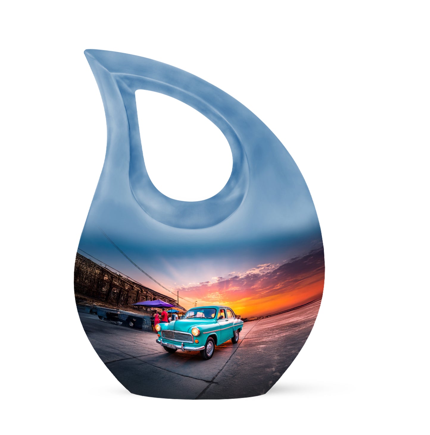 Blue Breathtaking Car Memorial Urn for Ashes - 10-inch, 200 cu in - Yatskia