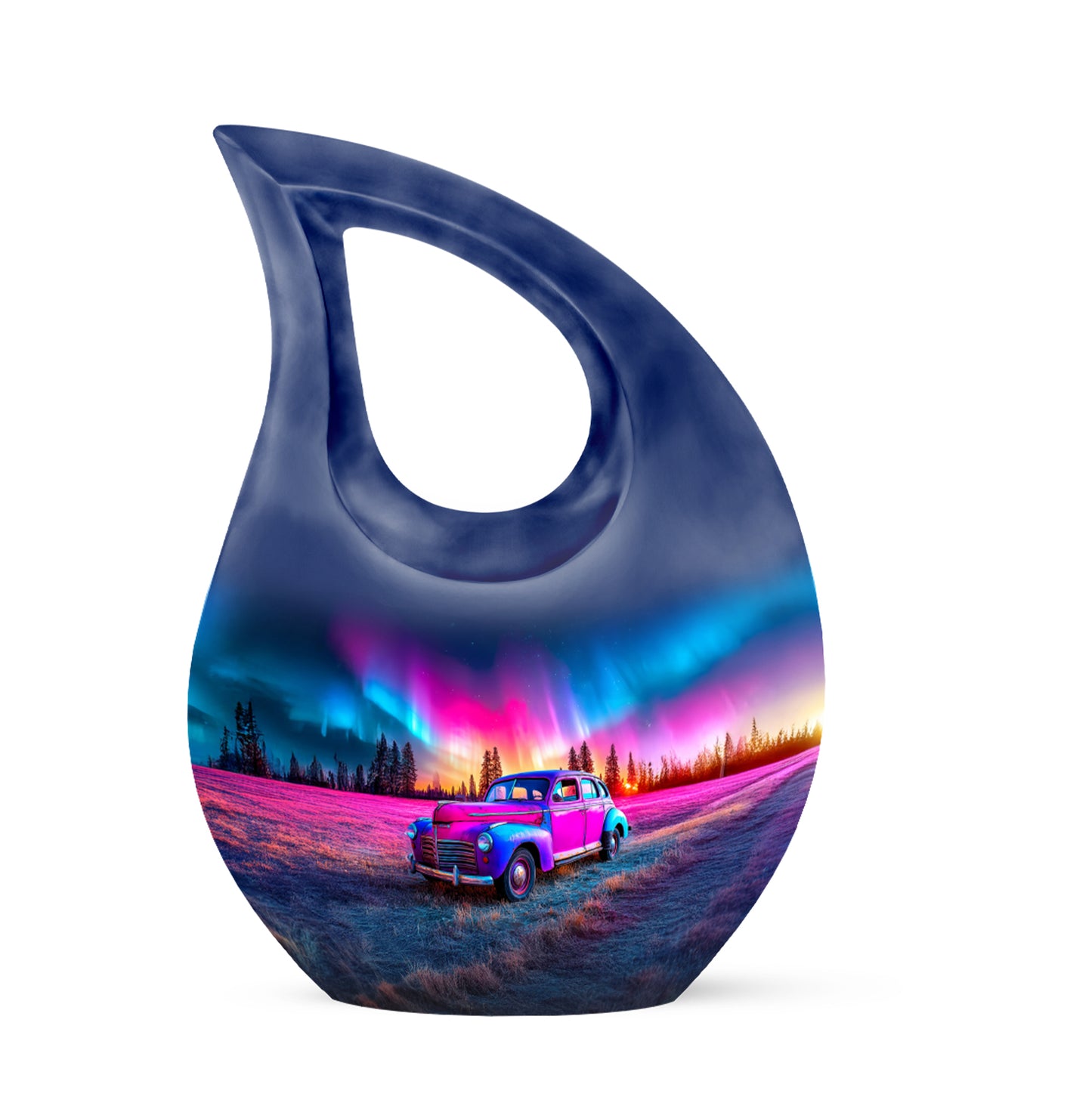 Blue Serene Car Memorial Urn for Ashes - 10-inch, 200 cu in - Yatskia