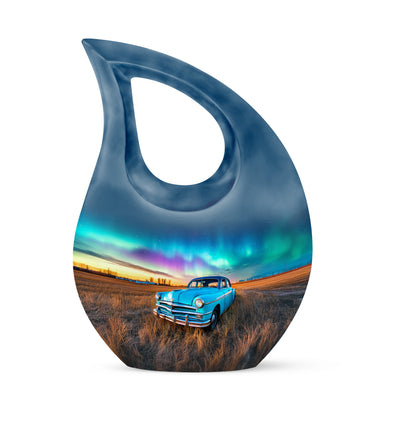 Blue Treasured Car Cremation Urns for Human Ashes - 10-inch, 200 cu in - Yatskia