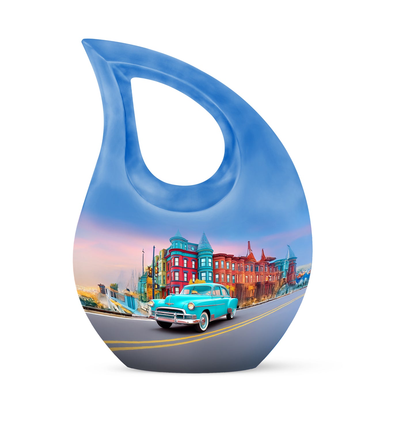 Blue Sacred Car Cremation Urns for Human Ashes - 10-inch, 200 cu in - Yatskia