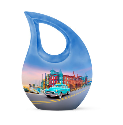 Blue Sacred Car Cremation Urns for Human Ashes - 10-inch, 200 cu in - Yatskia