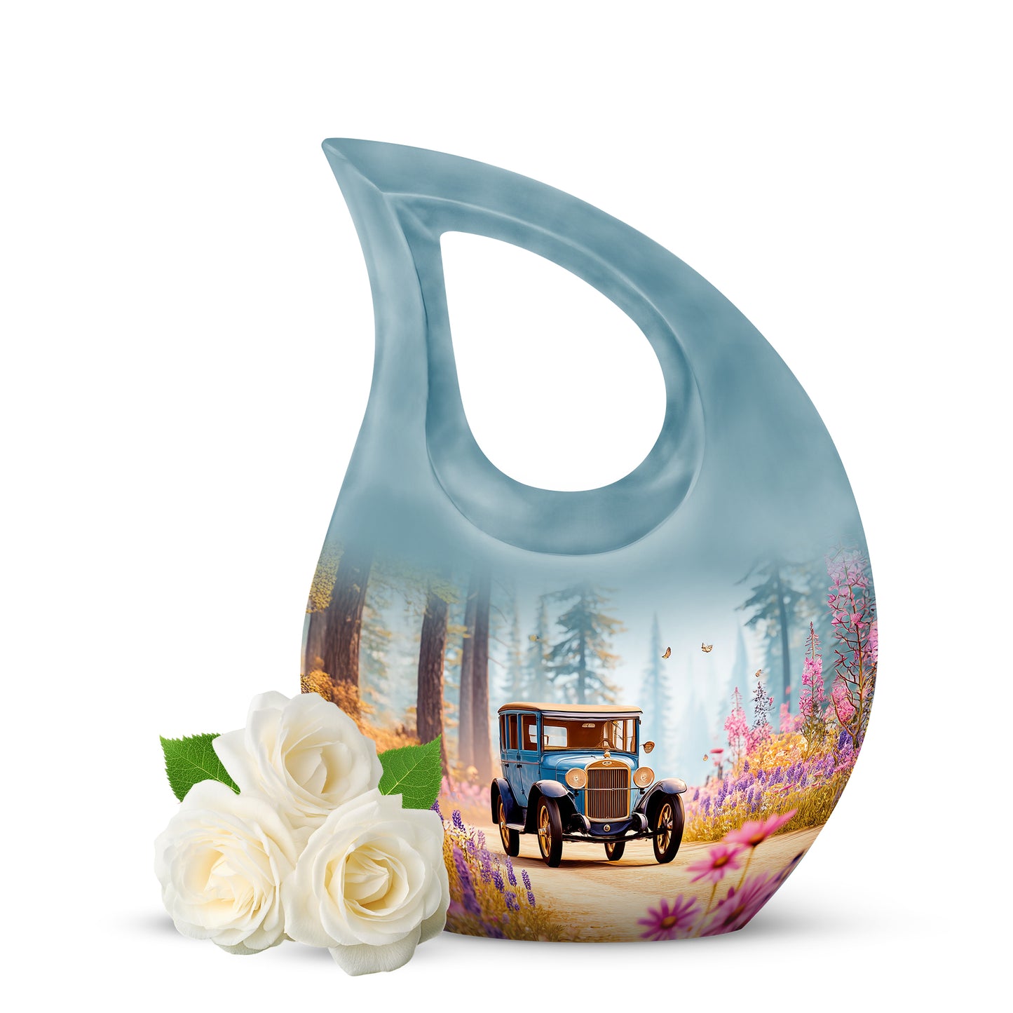 Ethereal Car Memorial Cremation Urns - Teal 10-inch, 200 cu in - Yatskia