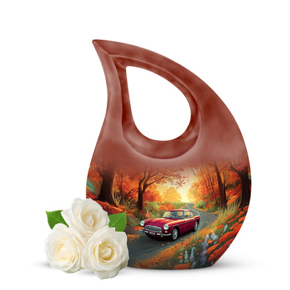 Personalized Gold Heavenly Car Cremation Urns for Human Ashes - 10-inch, 200 cu in - Yatskia