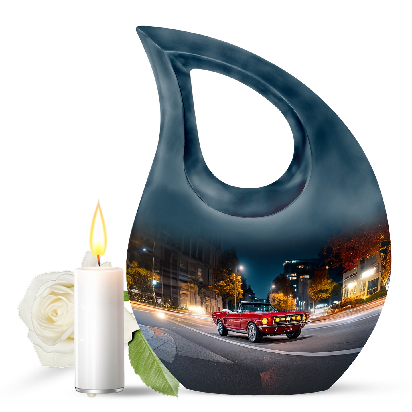 Blue Treasured Car Cremation Urns for Human Ashes - 10-inch, 200 cu in - Yatskia