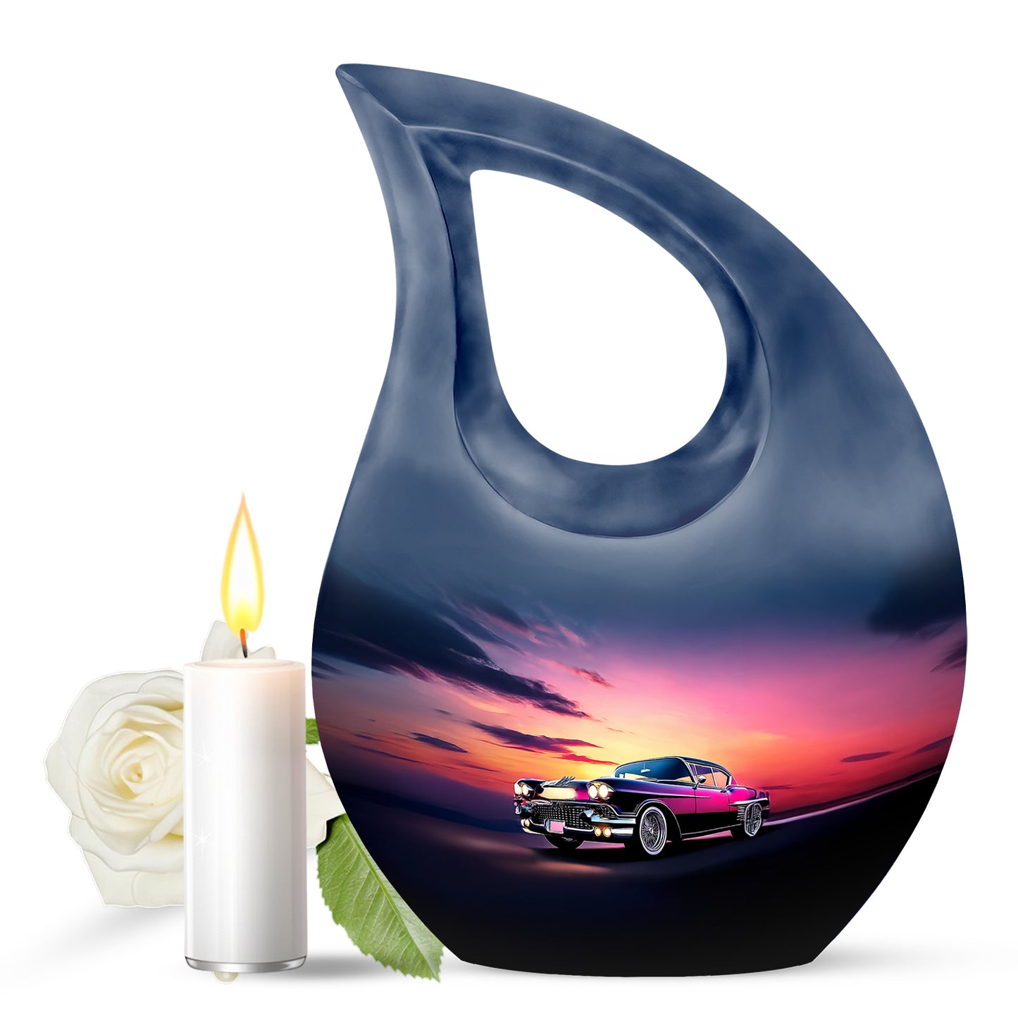 Personalized Seraphic Car Cremation Urns - Blue 10-inch, 200 cu in - Yatskia