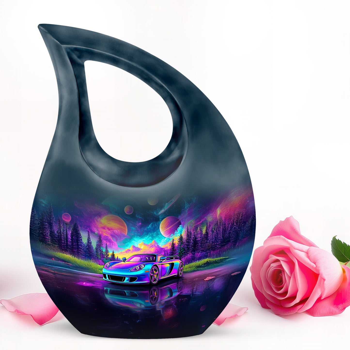 Personalized Blue Sovereign Car Cremation Urns for Human Ashes - 10-inch, 200 cu in - Yatskia