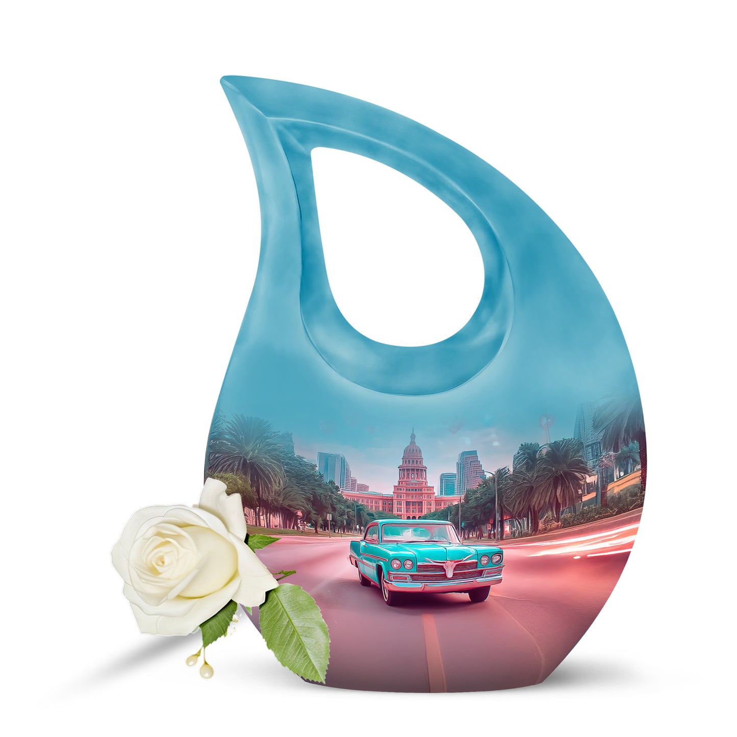 Teal Car Cremation Urns - Imperial Journey 10-inch, 200 cu in - Yatskia