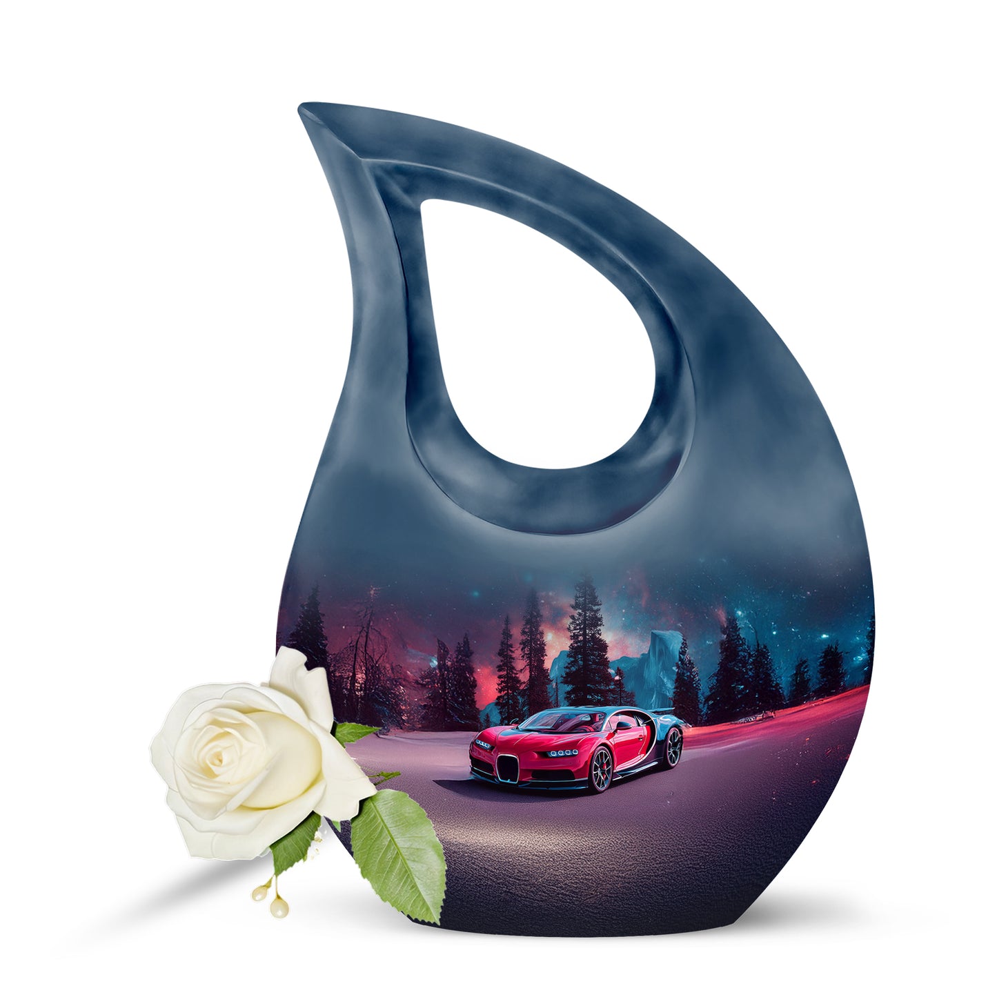 Personalized Blue Car Cremation Urns for Ashes - Enchanting 10-inch - Yatskia