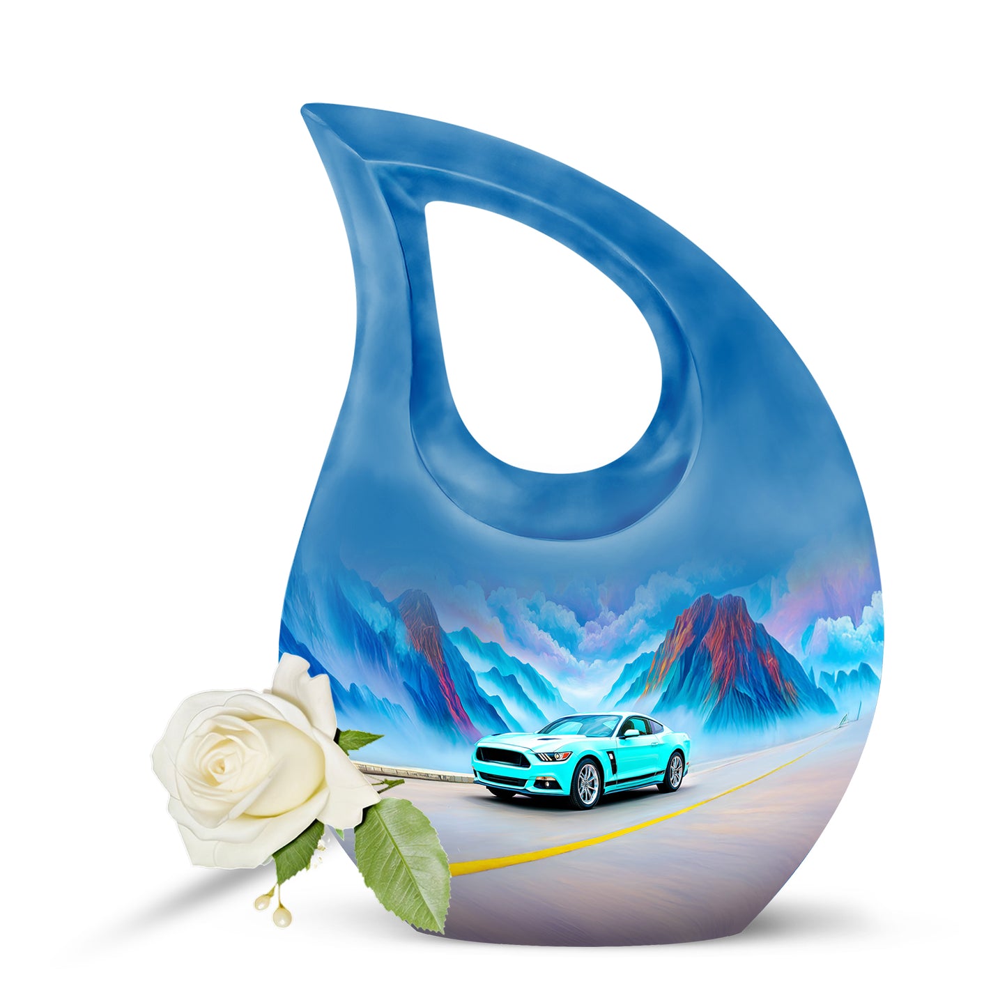 Personalized Car Cremation Urns - Pristine Teal 10-inch, 200 cu in - Yatskia