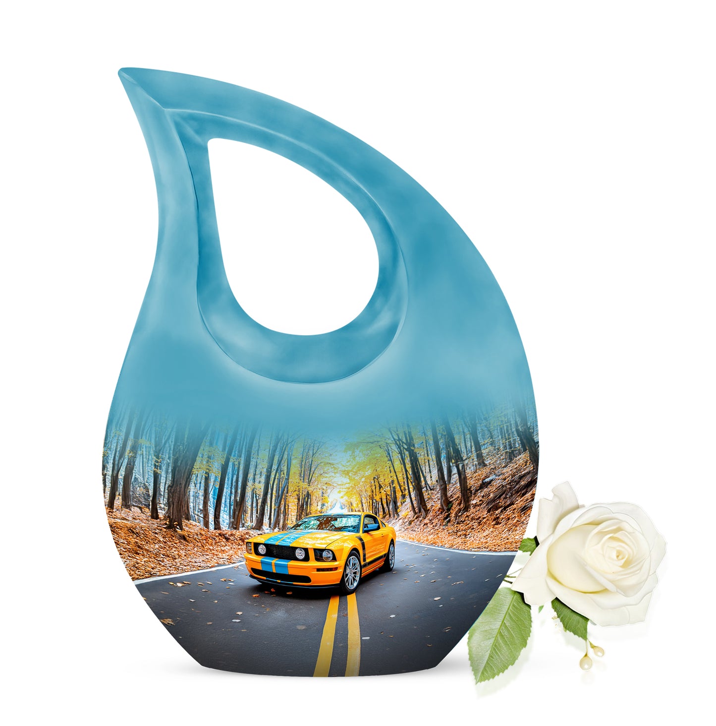 Personalized Car Cremation Urns - Pristine Blue 10-inch, 200 cu in - Yatskia