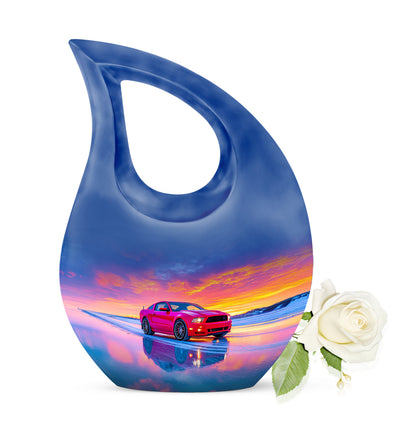 Blue Comforting Car Memorial Urn for Ashes - 10-inch, 200 cu in - Yatskia