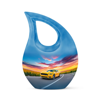 Personalized Magnificent Car Cremation Urns - Blue 10-inch, 200 cu in - Yatskia