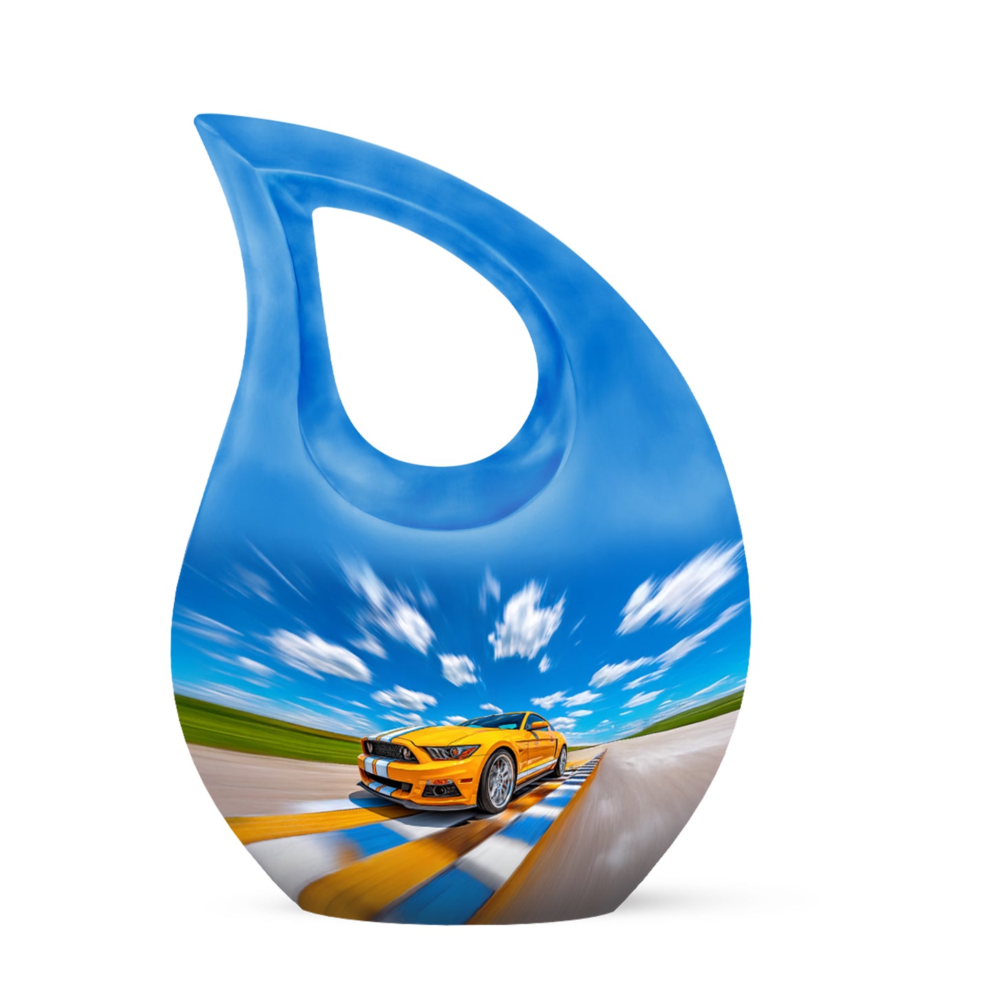 Timeless Blue Car Cremation Urn for Ashes - 10-inch, 200 cu in - Yatskia
