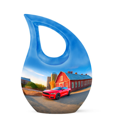 Blue Serene Car Memorial Urn for Ashes - 10-inch, 200 cu in - Yatskia