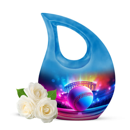 Blue Baseball Cremation Urns - Imperial Reflection 10-inch, 200 cu in - Yatskia