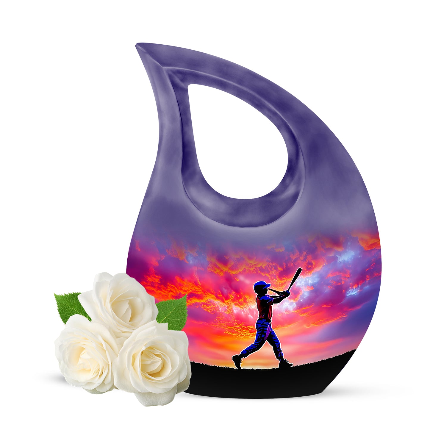 Purple Venerable Baseball Cremation Urns for Human Ashes - 10-inch, 200 cu in - Yatskia