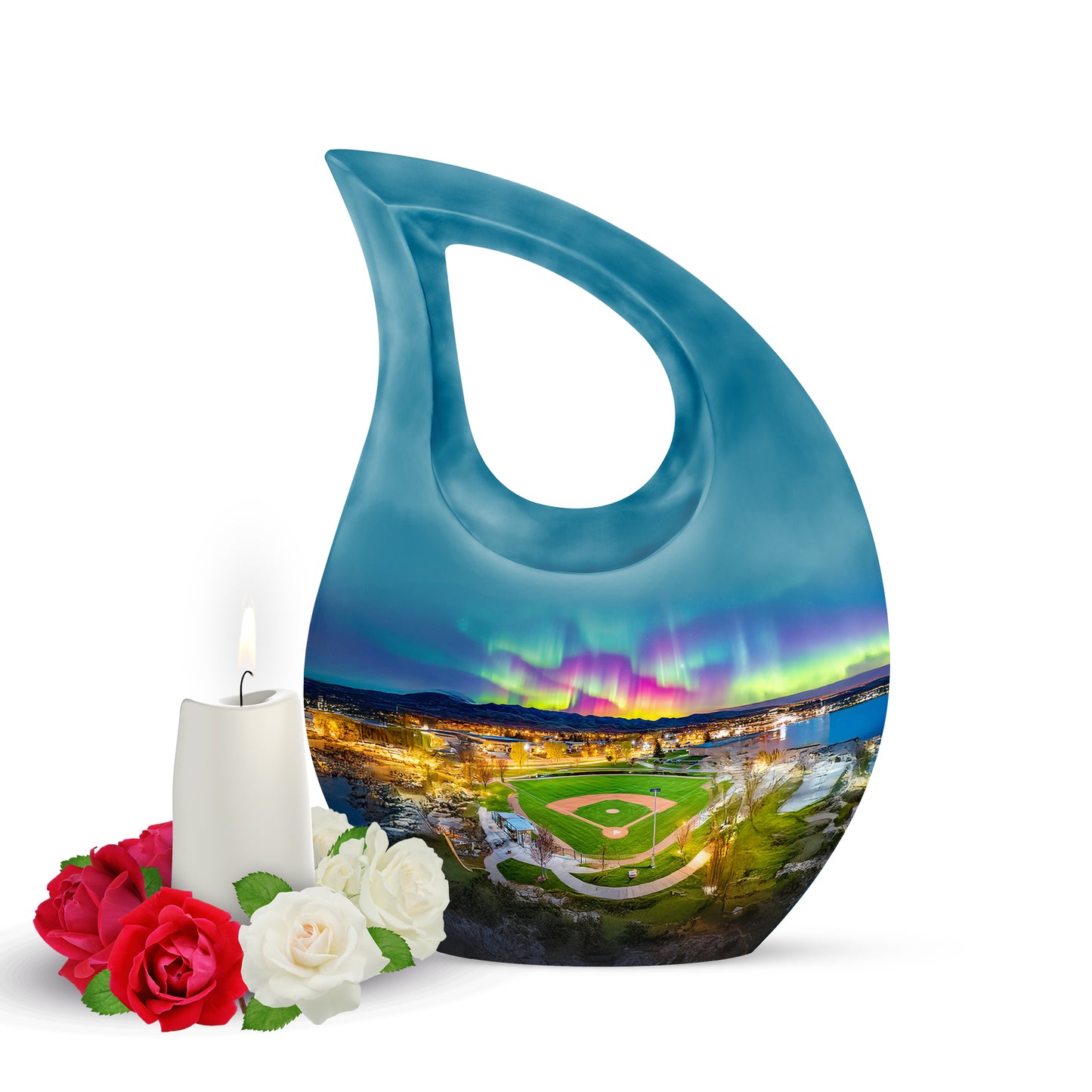 Personalized Blue Sovereign Baseball Cremation Urns for Human Ashes - 10-inch, 200 cu in - Yatskia