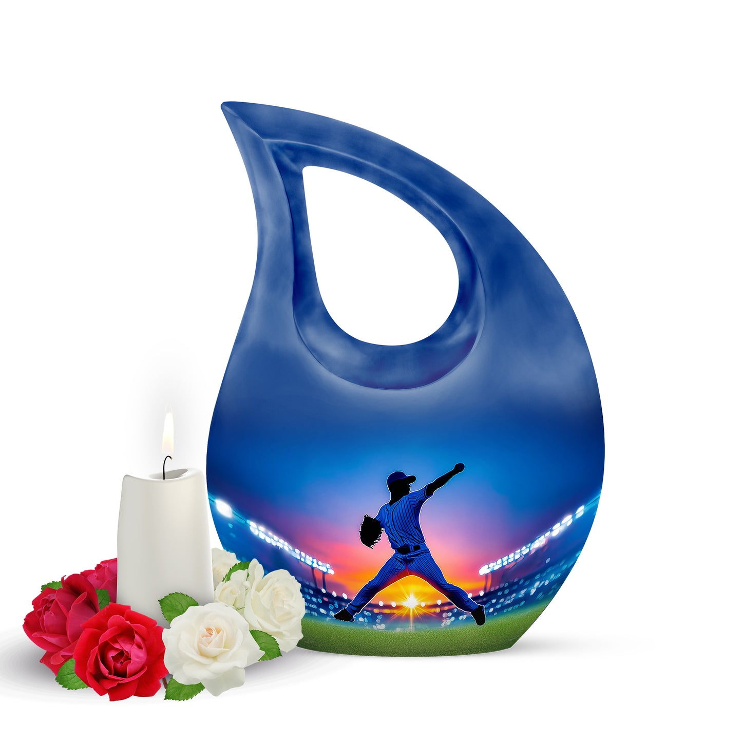 Blue Baseball Cremation Urns - Glorious Celebration 10-inch, 200 cu in - Yatskia