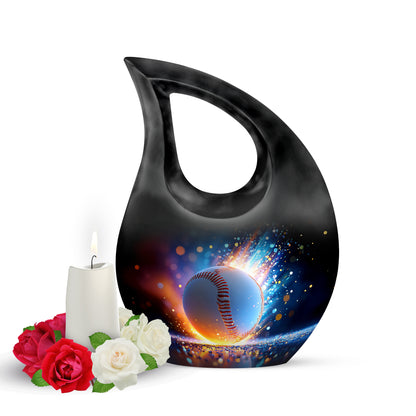 Personalized Seraphic Baseball Cremation Urns - Blue 10-inch, 200 cu in - Yatskia