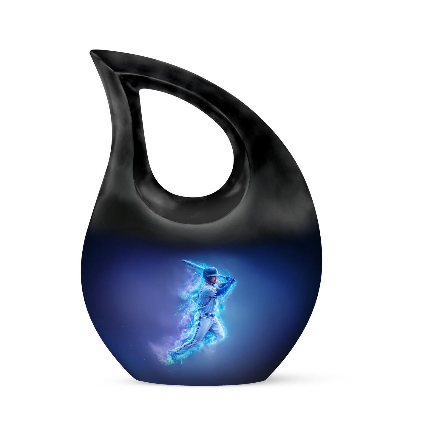 Resplendent Blue Baseball Cremation Urn for Ashes - 10-inch, 200 cu in - Yatskia