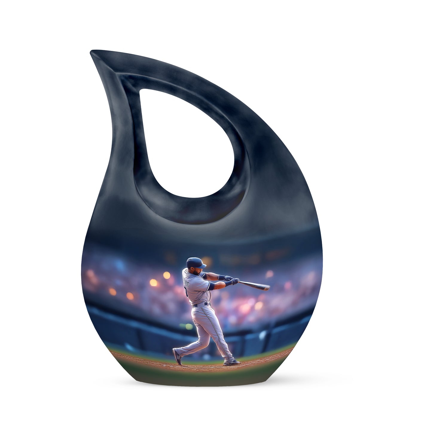 Graceful Blue Baseball Memorial Urn for Human Ashes - 10-inch, 200 cu in - Yatskia
