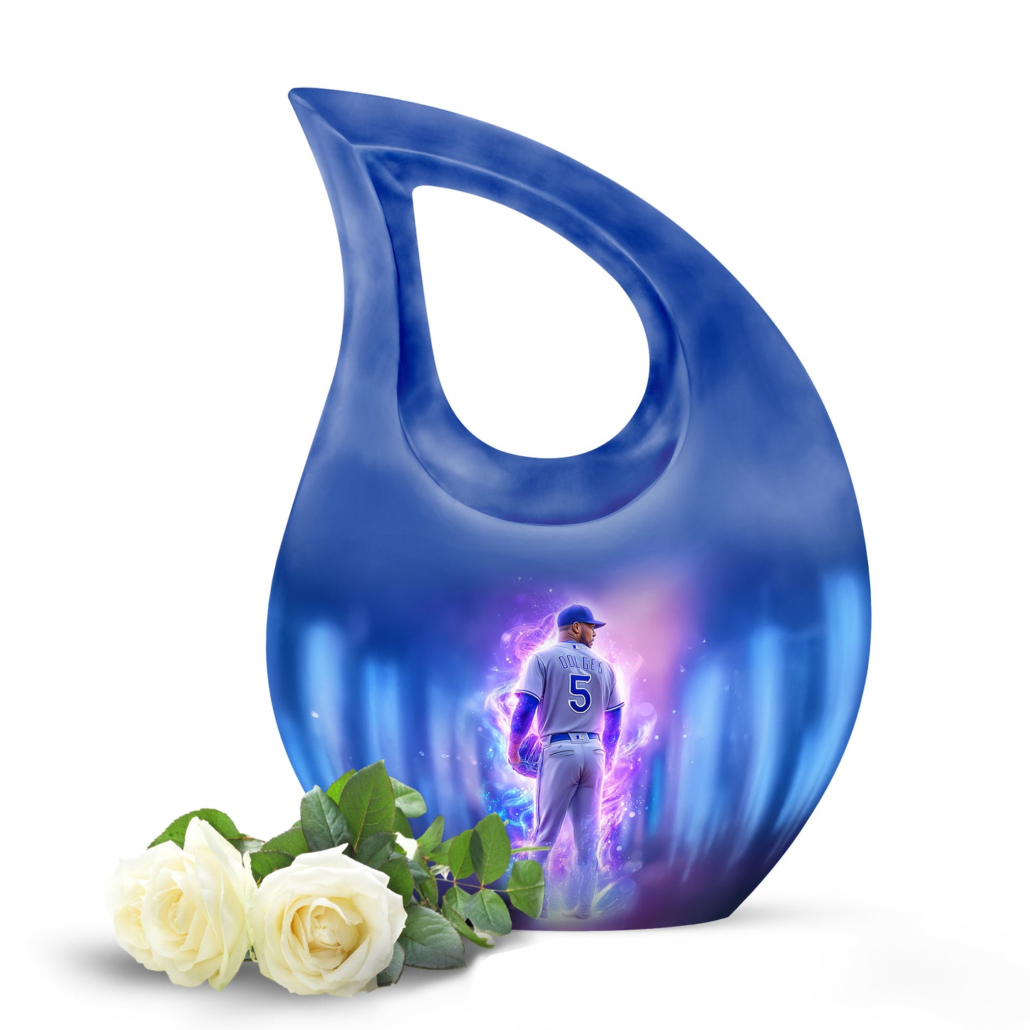 Personalized Blue Baseball Cremation Urns for Ashes - Enchanting 10-inch - Yatskia