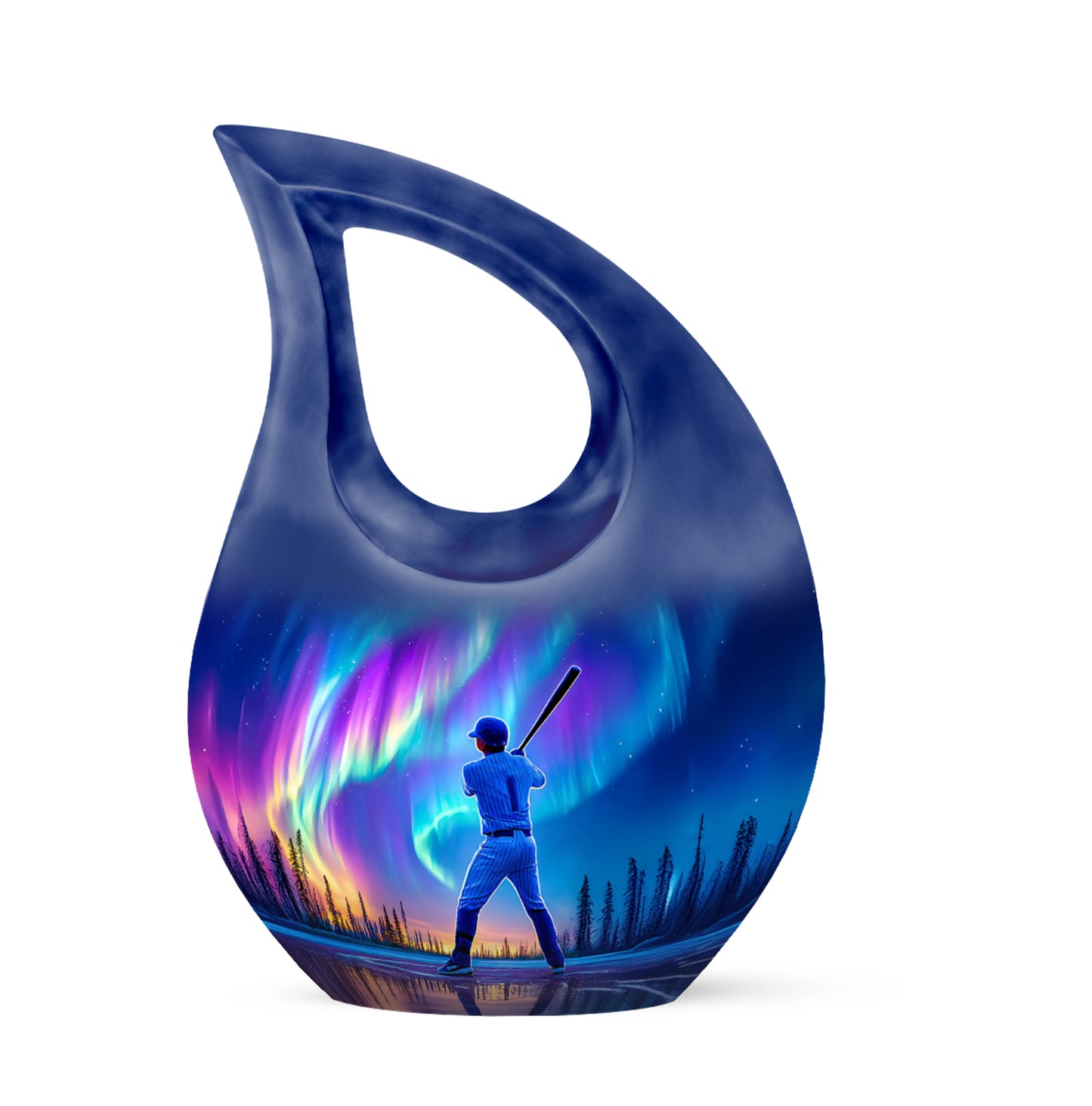 Personalized Blue Baseball Cremation Urns for Ashes - Transcendent 10-inch - Yatskia