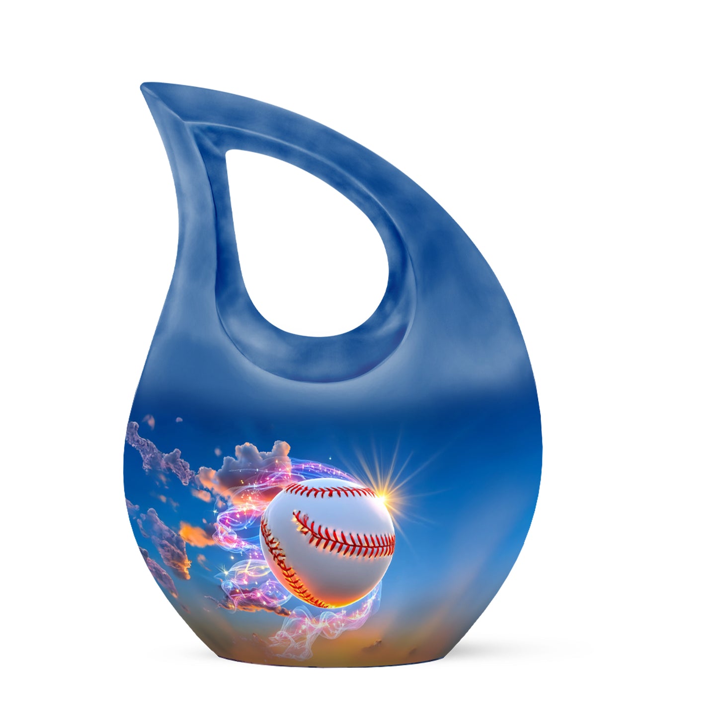 Personalized Blue Revered Baseball Cremation Urns for Human Ashes - 10-inch, 200 cu in - Yatskia