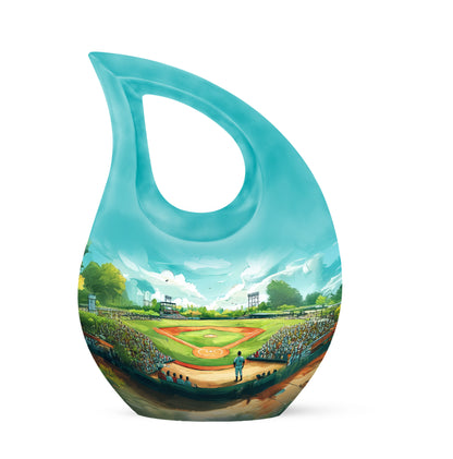 Teal Baseball Cremation Urns - Honored Benediction 10-inch, 200 cu in - Yatskia