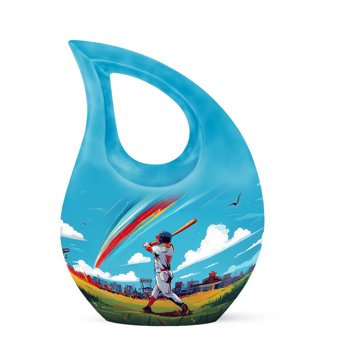 Distinguished Teal Baseball Cremation Urn for Ashes - 10-inch, 200 cu in - Yatskia